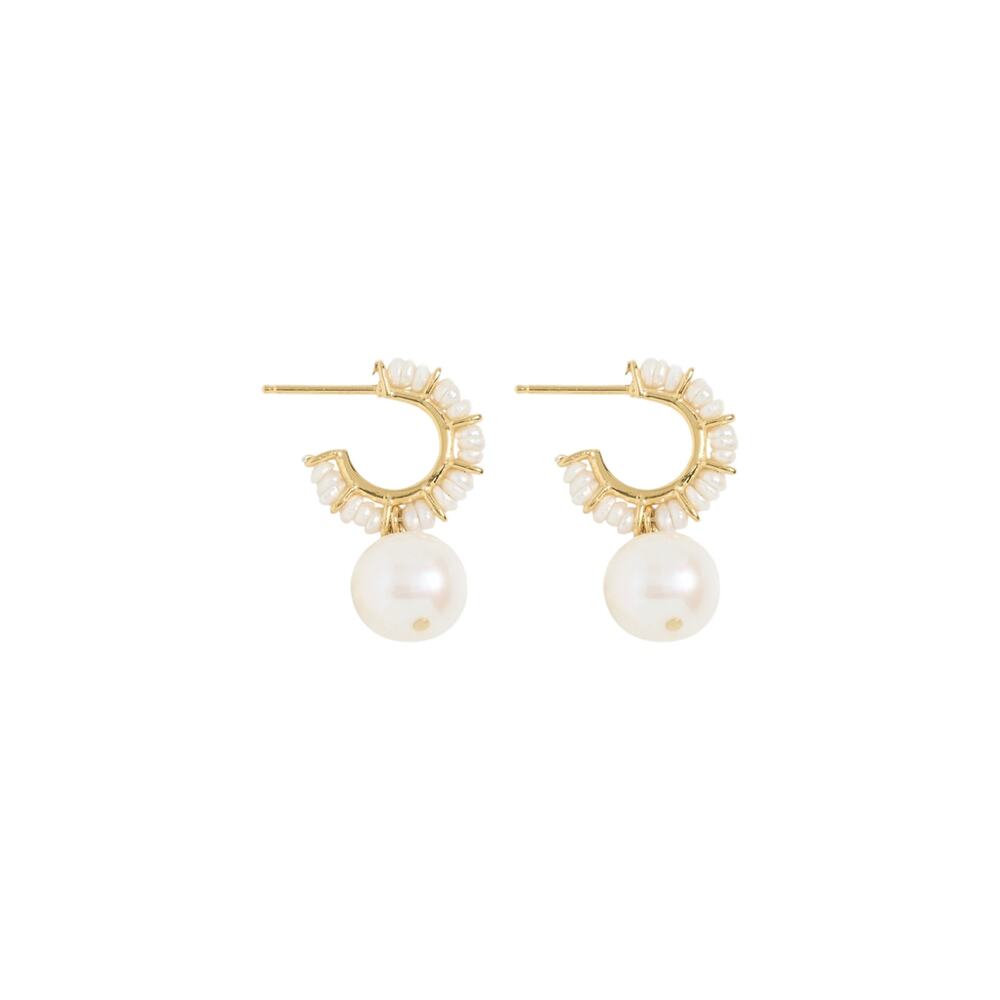 CHAN LUU Maiden Hoop Earrings in White Pearl
